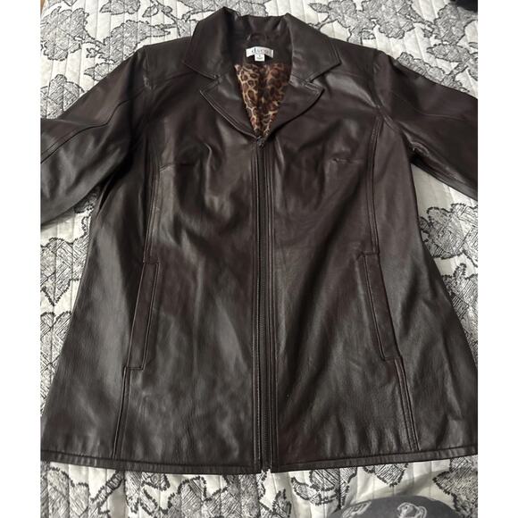 Denim & Co D&CO Leather Ladies Brown Motorcycle Jacket, Size M, Style A201535 - Picture 3 of 15